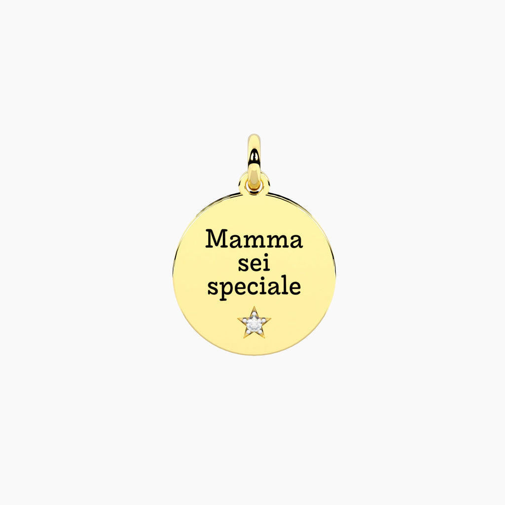 Charm Kidult By You Tondo Mamma Famiglia in Acciaio PVD Giallo