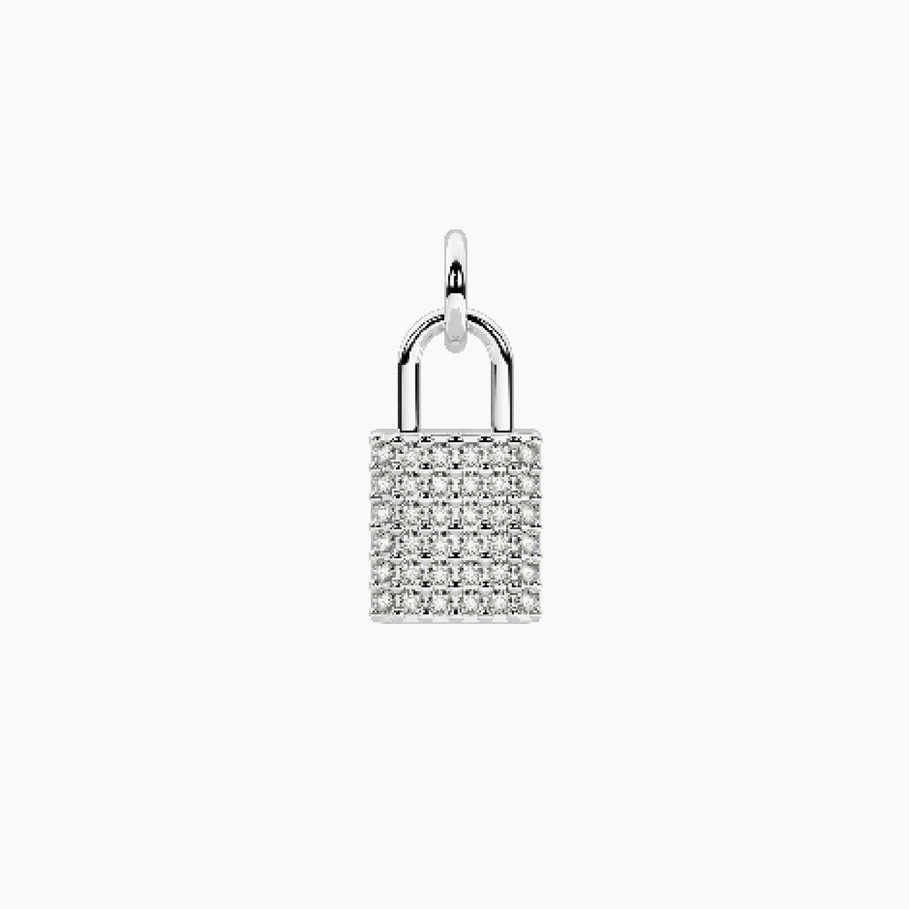 Charm Kidult By You Lucchetto Pavé in Acciaio con Cristalli
