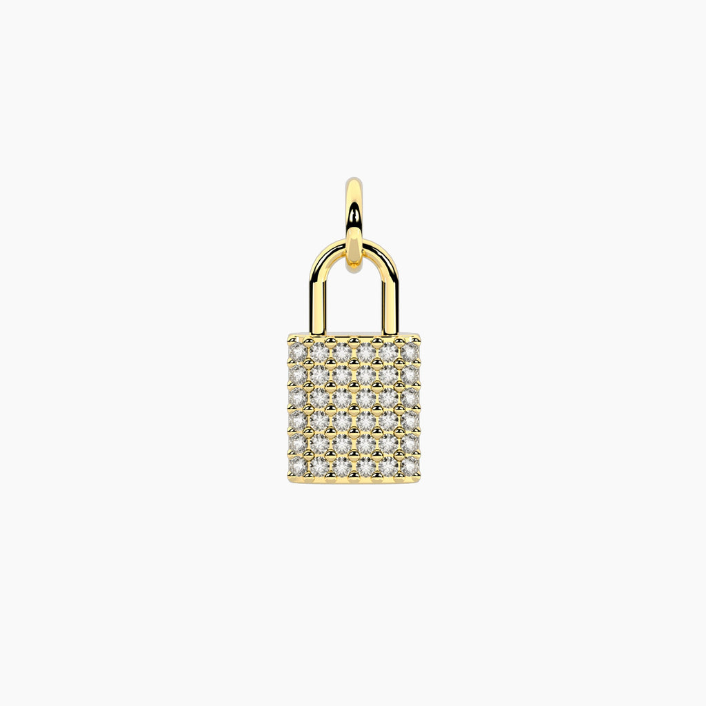 Charm Kidult By You Lucchetto Pavé in Acciaio Dorato con Cristalli