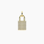 Charm Kidult By You Lucchetto Pavé in Acciaio Dorato con Cristalli