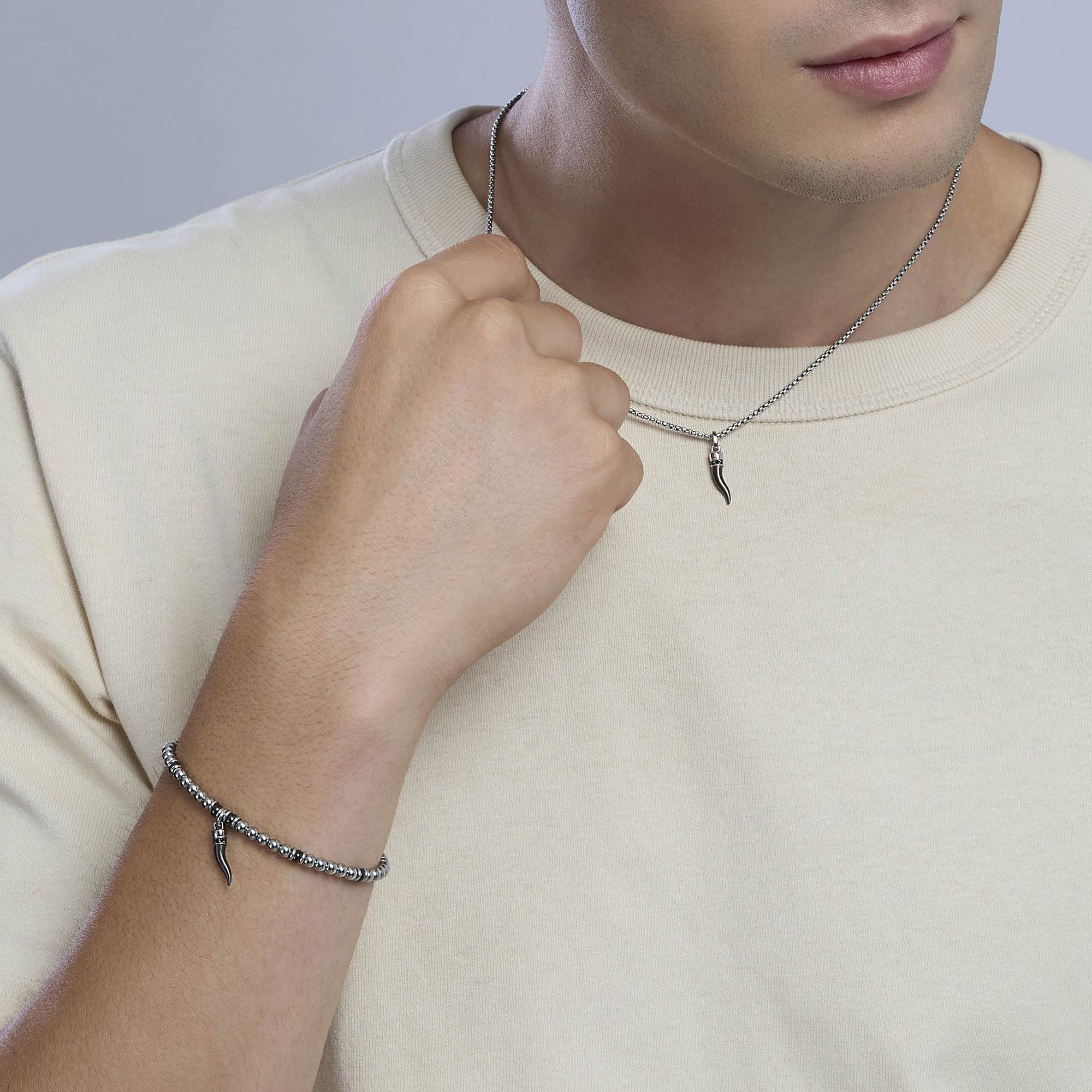 Collana Uomo Kidult Style Acciaio con Cornetto Portafortuna