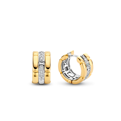 Orecchini Ti Sento Milano Vintage Argento Dorato Pavé di Zirconi