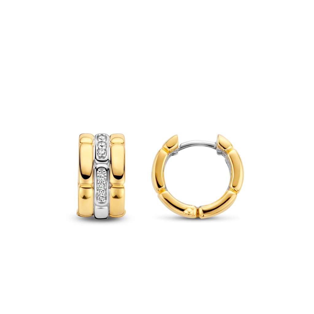Orecchini Ti Sento Milano Vintage Argento Dorato Pavé di Zirconi
