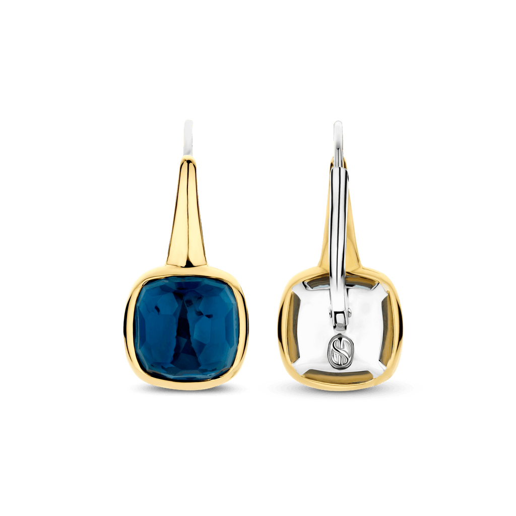 Orecchini Ti Sento Milano Argento Dorato con Pietra Blu