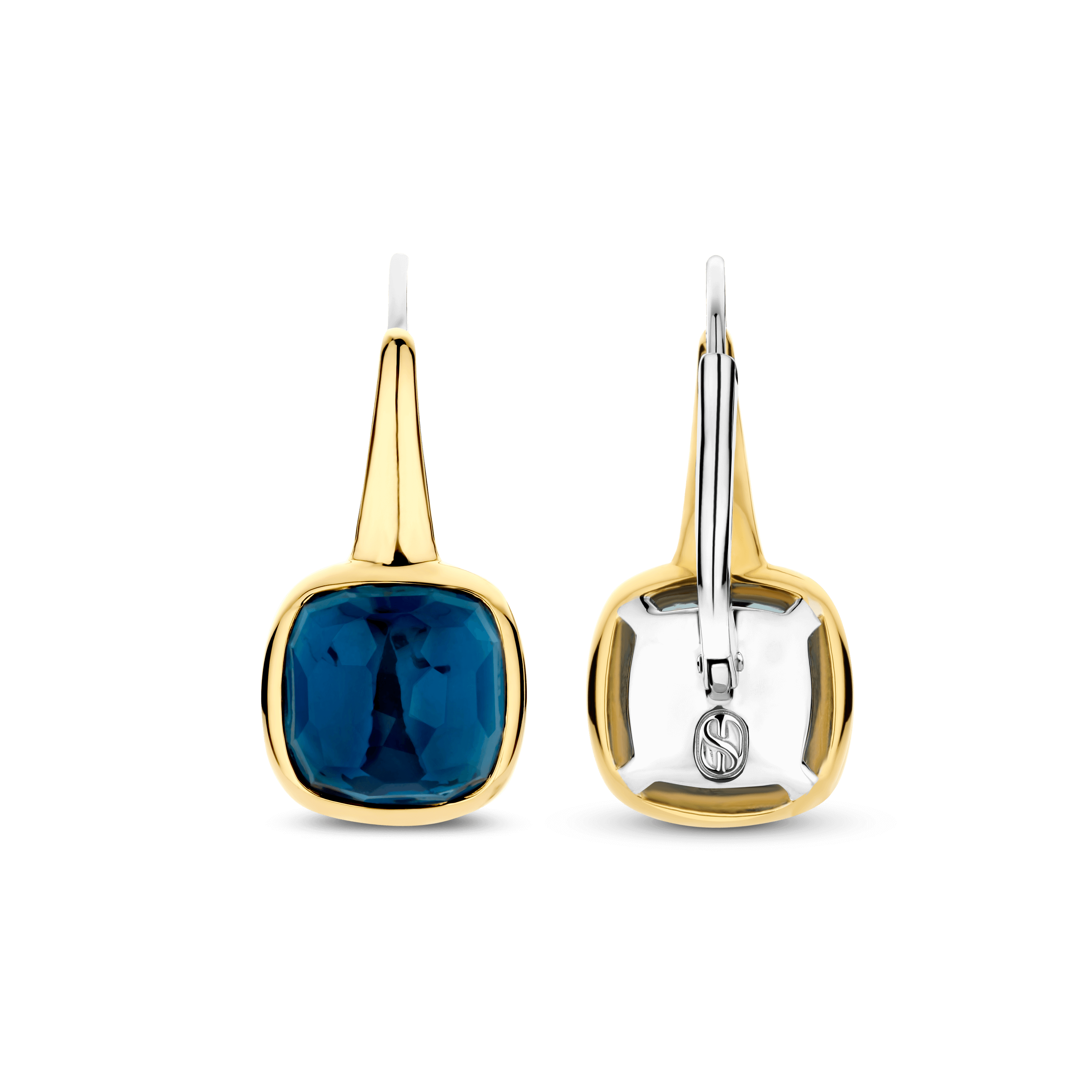 Orecchini Ti Sento Milano Argento Dorato con Pietra Blu