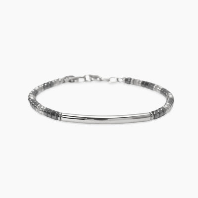 Bracciale Kidult Style Acciaio con Ematite e Piastra