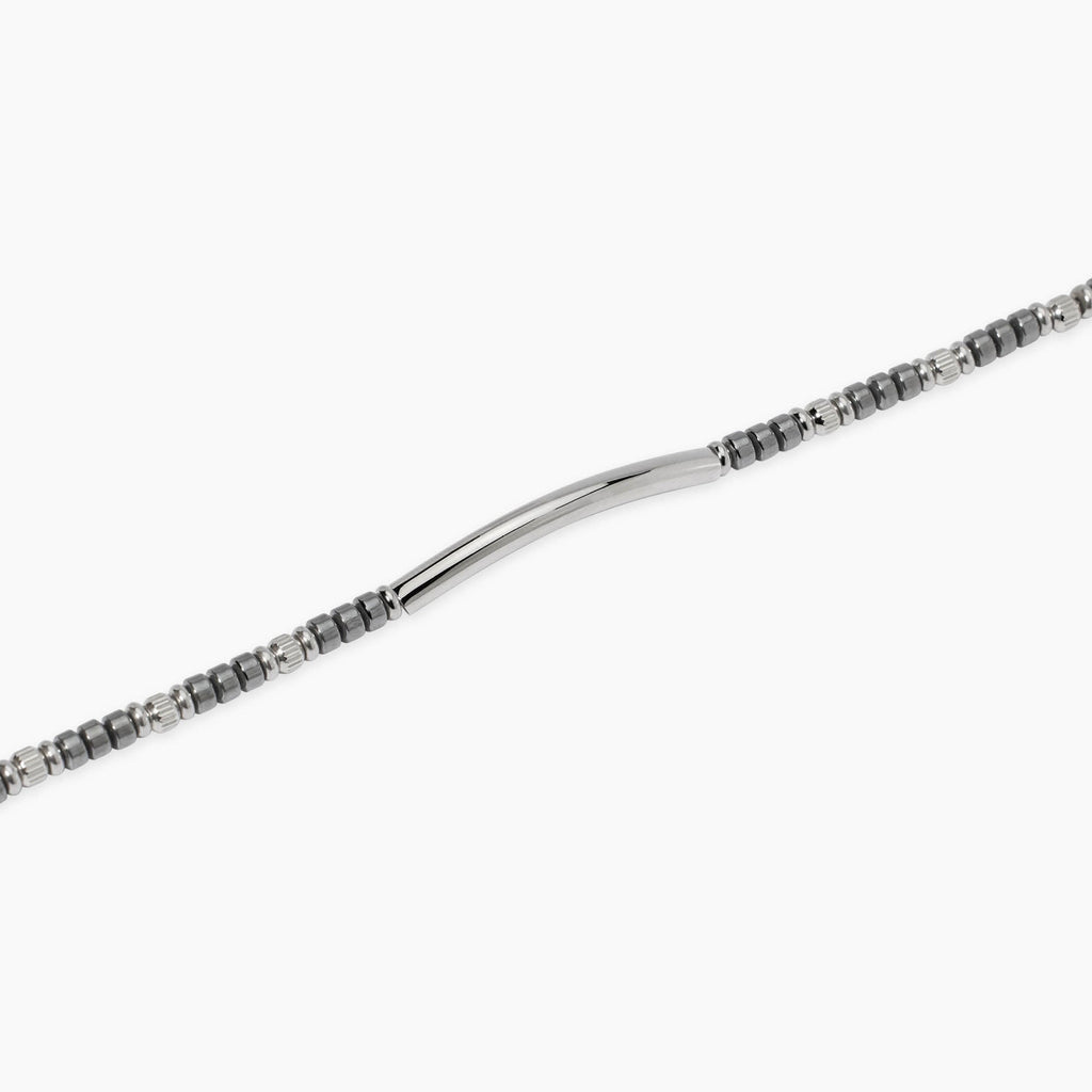 Bracciale Kidult Style Acciaio con Ematite e Piastra