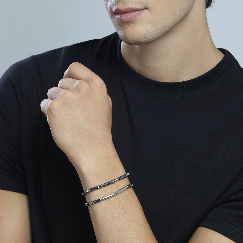 Bracciale Kidult Style Acciaio con Ematite e Piastra