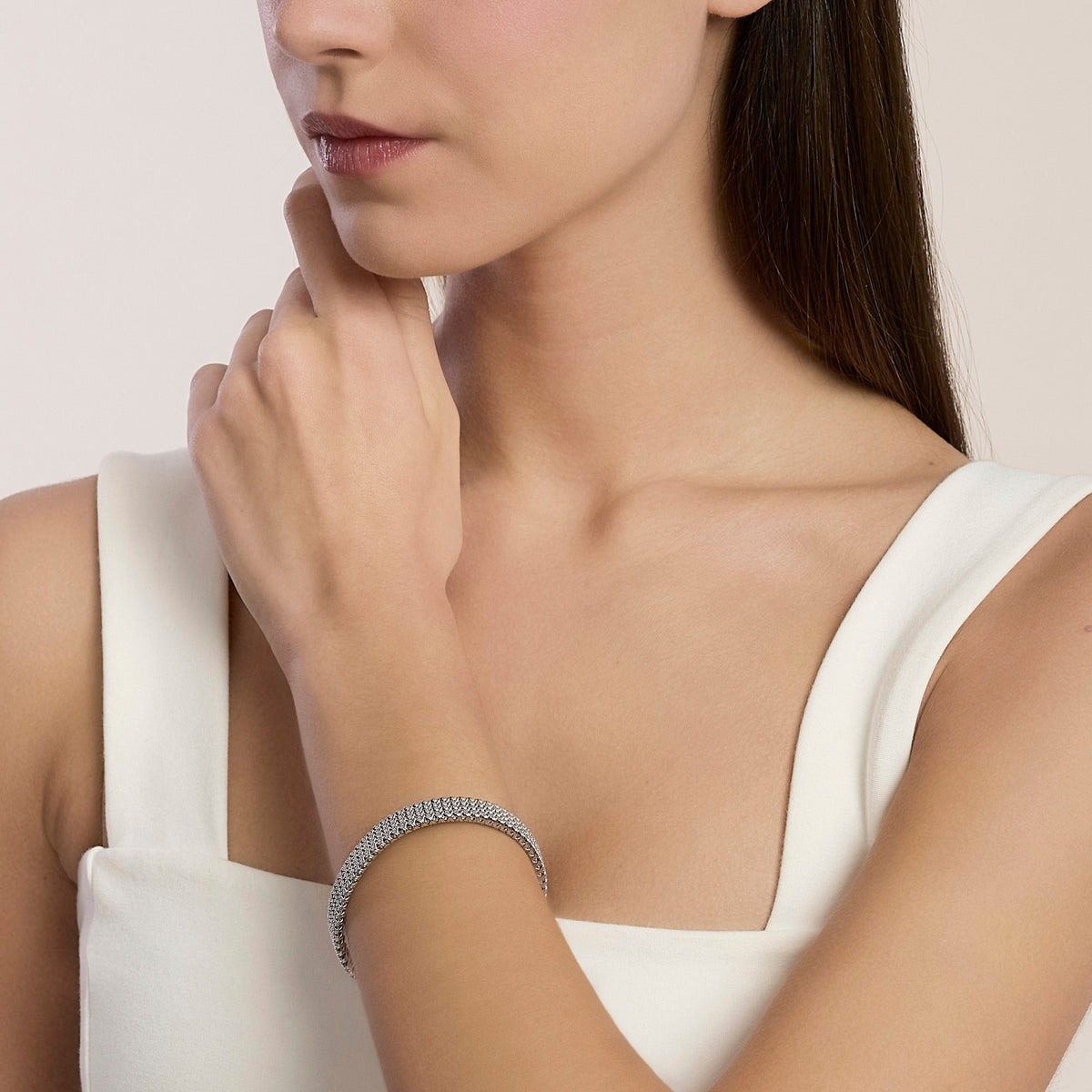 Bracciale Cuff Kidult Style Maglia Mesh in Acciaio - vista 3