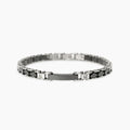 Bracciale Kidult Style Acciaio Ceramica Nera e Cristalli Bianchi