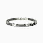 Bracciale Kidult Style Acciaio Ceramica Nera e Cristalli Bianchi