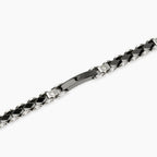 Bracciale Kidult Style Acciaio Ceramica Nera e Cristalli Bianchi - vista 2