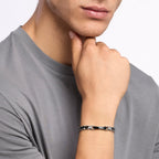 Bracciale Kidult Style Acciaio Ceramica Nera e Cristalli Bianchi - vista 3