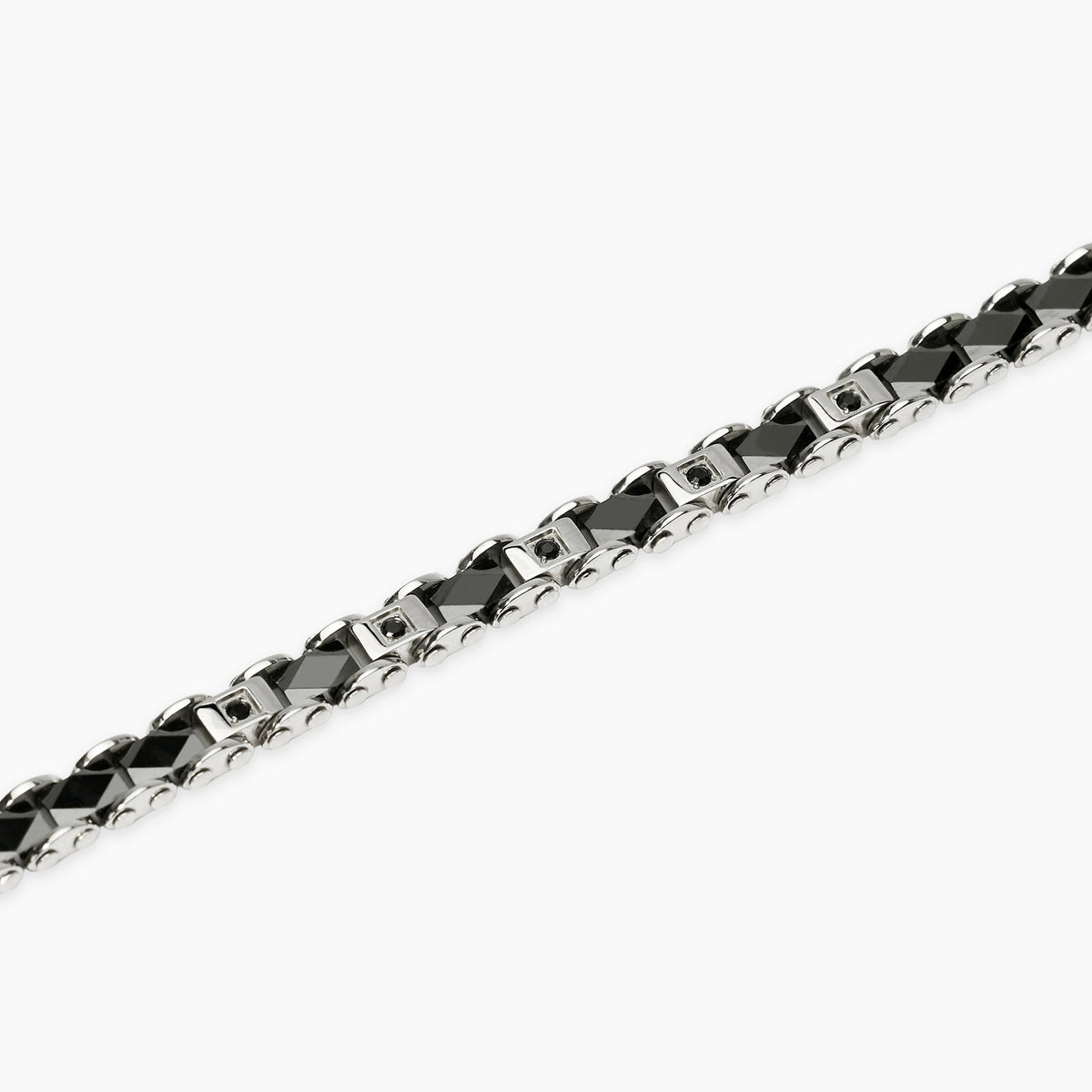Bracciale Kidult Style Acciaio Ceramica Nera e Cristalli Neri - vista 2