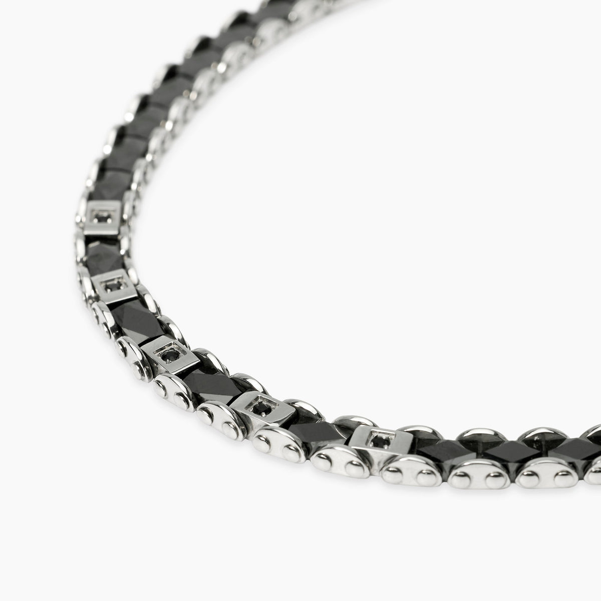 Bracciale Kidult Style Acciaio Ceramica Nera e Cristalli Neri - vista 3