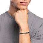 Bracciale Kidult Style Acciaio Ceramica Nera e Cristalli Neri - vista 4