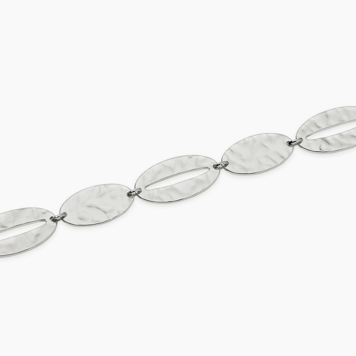 Bracciale Kidult Style Elementi Ovali Martellati in Acciaio - vista 2