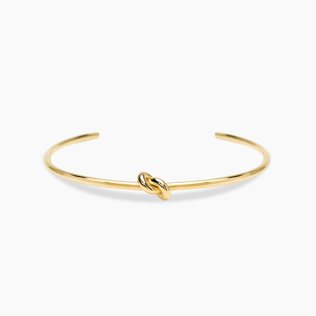 Bracciale Bangle Aperto Kidult Style Nodo in Acciaio Dorato