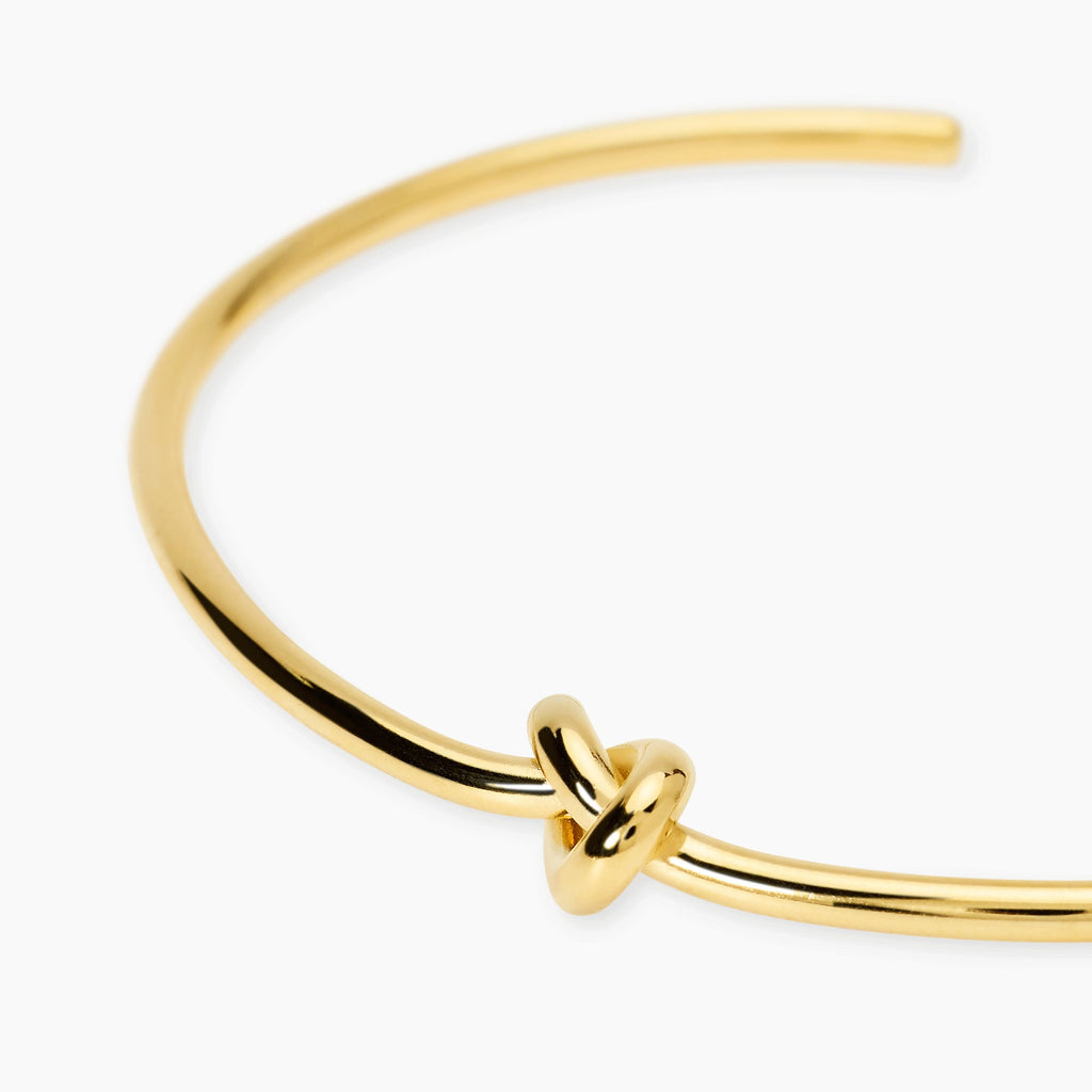 Bracciale Bangle Aperto Kidult Style Nodo in Acciaio Dorato - vista 2