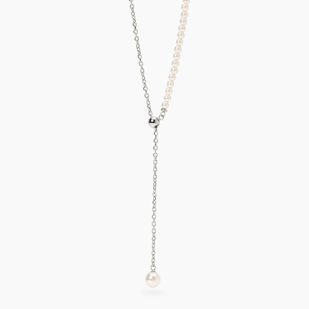 Collana Kidult Style Slider e Perle Conchiglia in Acciaio