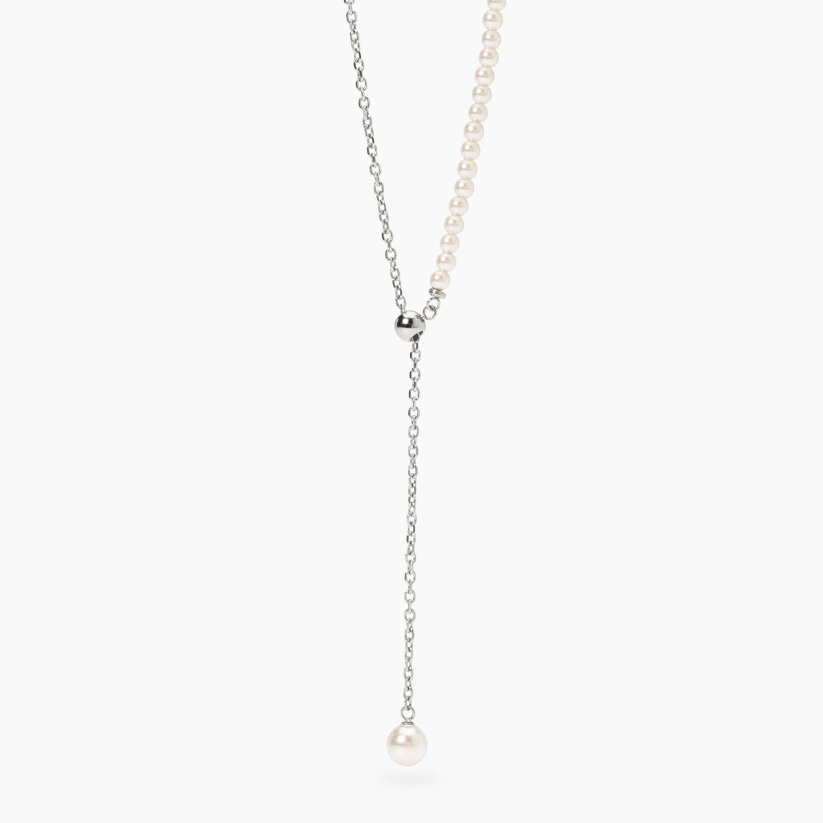 Collana Kidult Style Slider e Perle Conchiglia in Acciaio