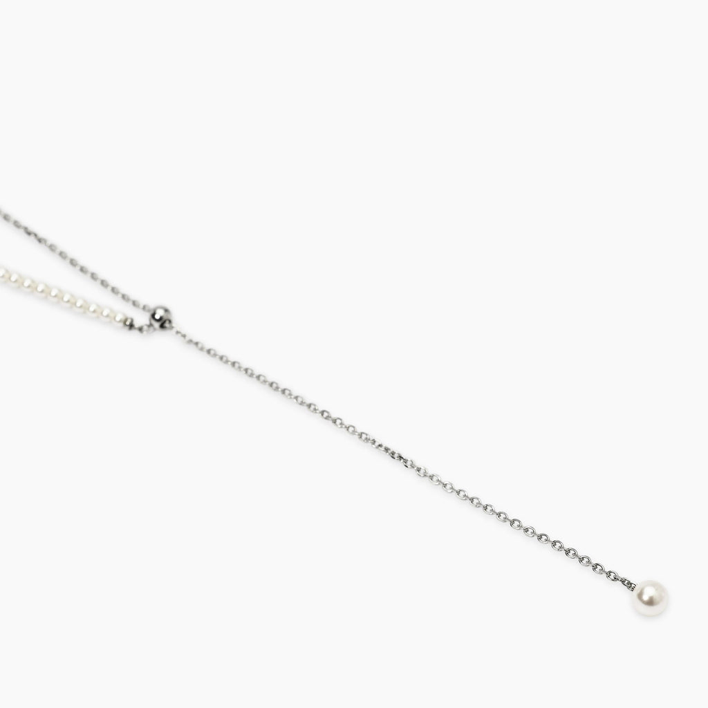Collana Kidult Style Slider e Perle Conchiglia in Acciaio - vista 2