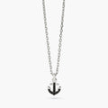 Collana Kidult Style Acciaio Ancora con Cristalli Neri