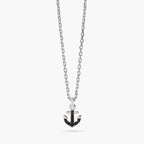 Collana Kidult Style Acciaio Ancora con Cristalli Neri