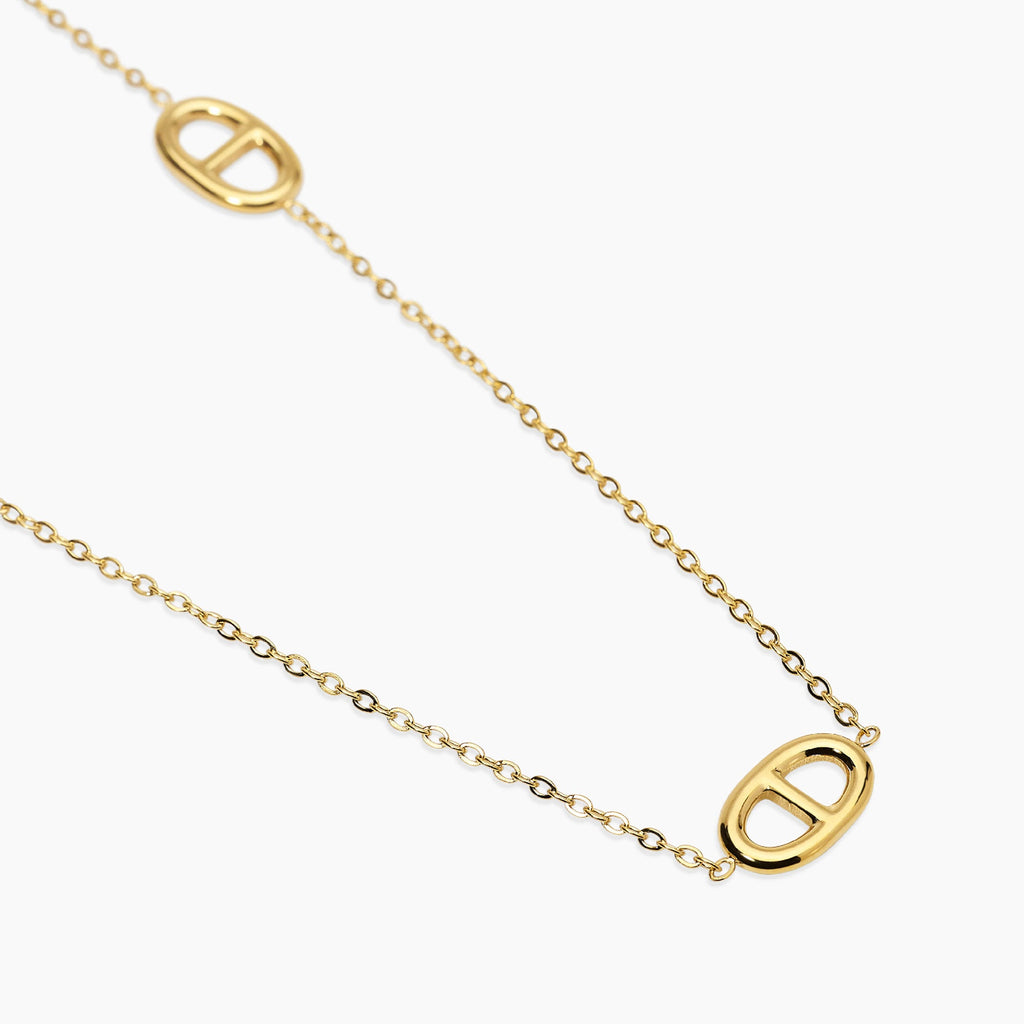 Collana Kidult Style Acciaio PVD Giallo Elementi a Staffa - vista 2