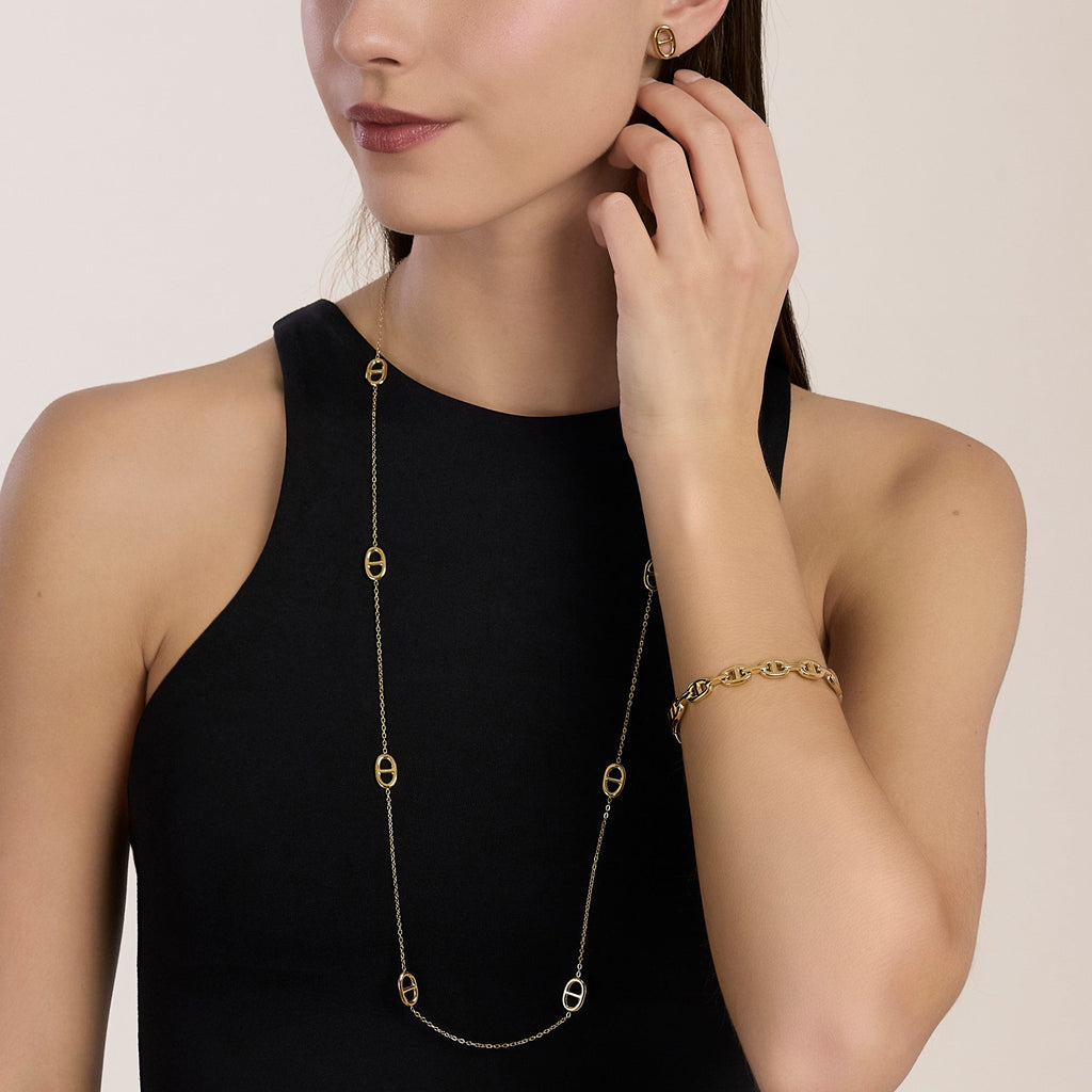 Collana Kidult Style Acciaio PVD Giallo Elementi a Staffa - vista 3