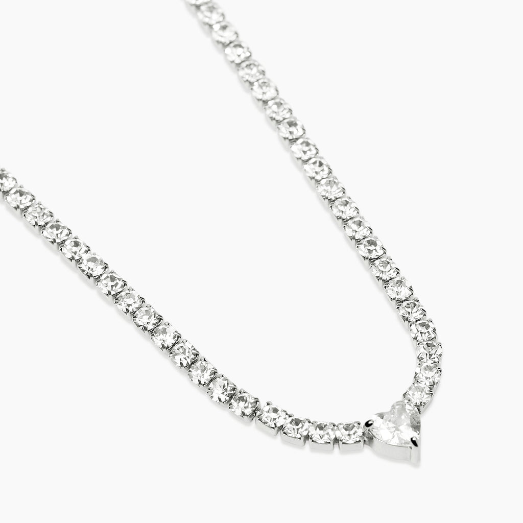 Girocollo Kidult Style Tennis Acciaio con Zircone a Cuore - vista 2