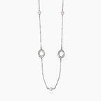 Collana Kidult Style Acciaio Elementi a Goccia e Perle Conchiglia