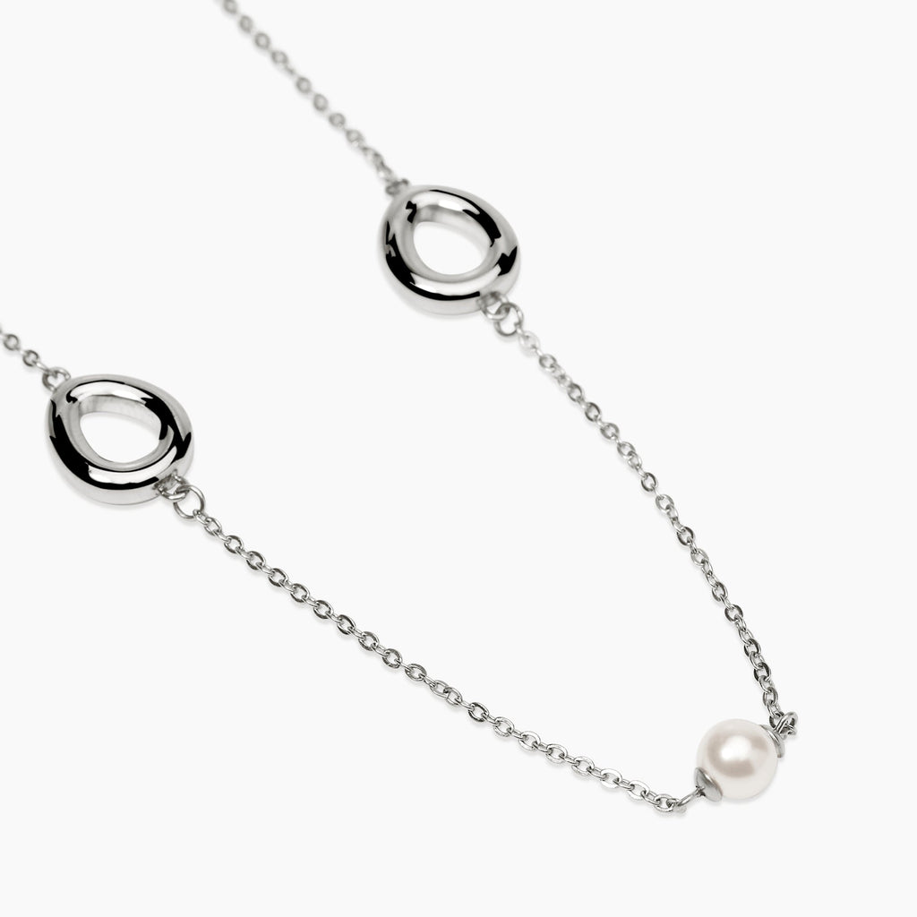 Collana Kidult Style Acciaio Elementi a Goccia e Perle Conchiglia - vista 2
