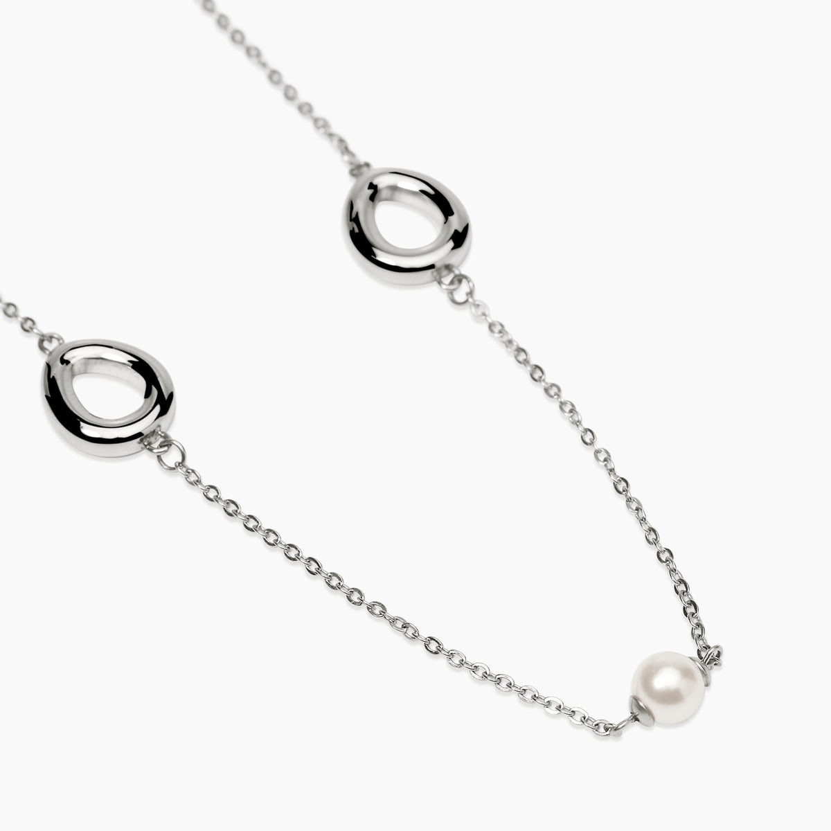 Collana Kidult Style Acciaio Elementi a Goccia e Perle Conchiglia - vista 2