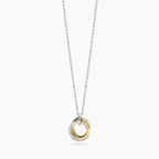 Girocollo Kidult Style Acciaio Bicolore Pendente Anelli con Cristalli