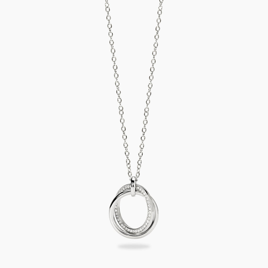 Girocollo Kidult Style Acciaio Pendente Anelli con Cristalli
