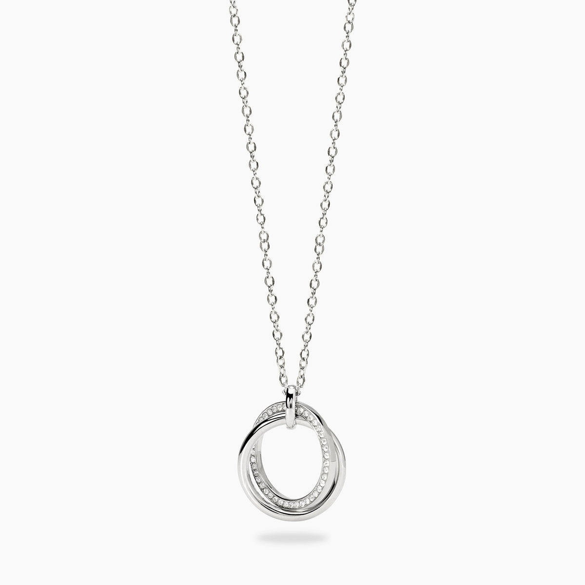 Girocollo Kidult Style Acciaio Pendente Anelli con Cristalli
