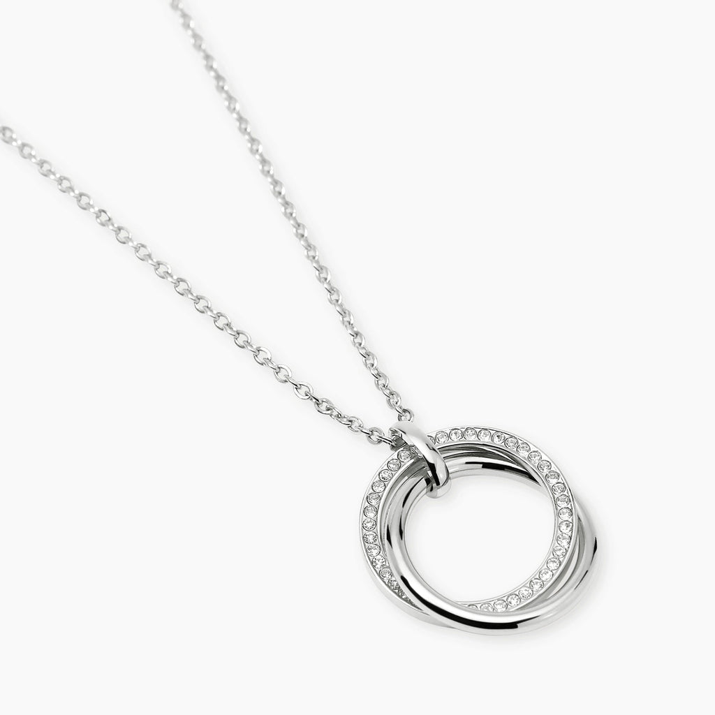 Girocollo Kidult Style Acciaio Pendente Anelli con Cristalli - vista 2