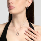 Girocollo Kidult Style Acciaio Pendente Anelli con Cristalli - vista 3