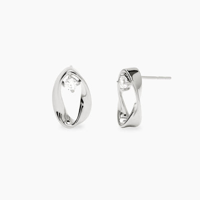 Orecchini Kidult Style Acciaio Ritorti con Zircone