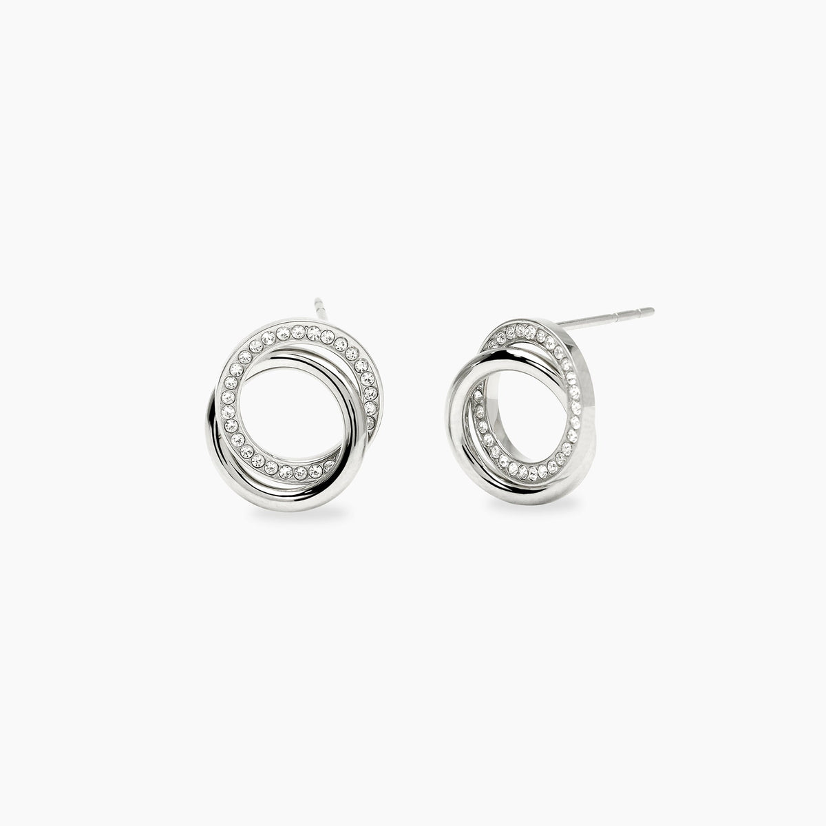 Orecchini Kidult Style Acciaio Doppio Cerchio con Cristalli