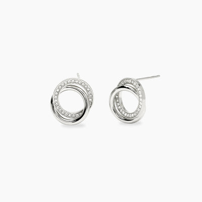 Orecchini Kidult Style Acciaio Doppio Cerchio con Cristalli