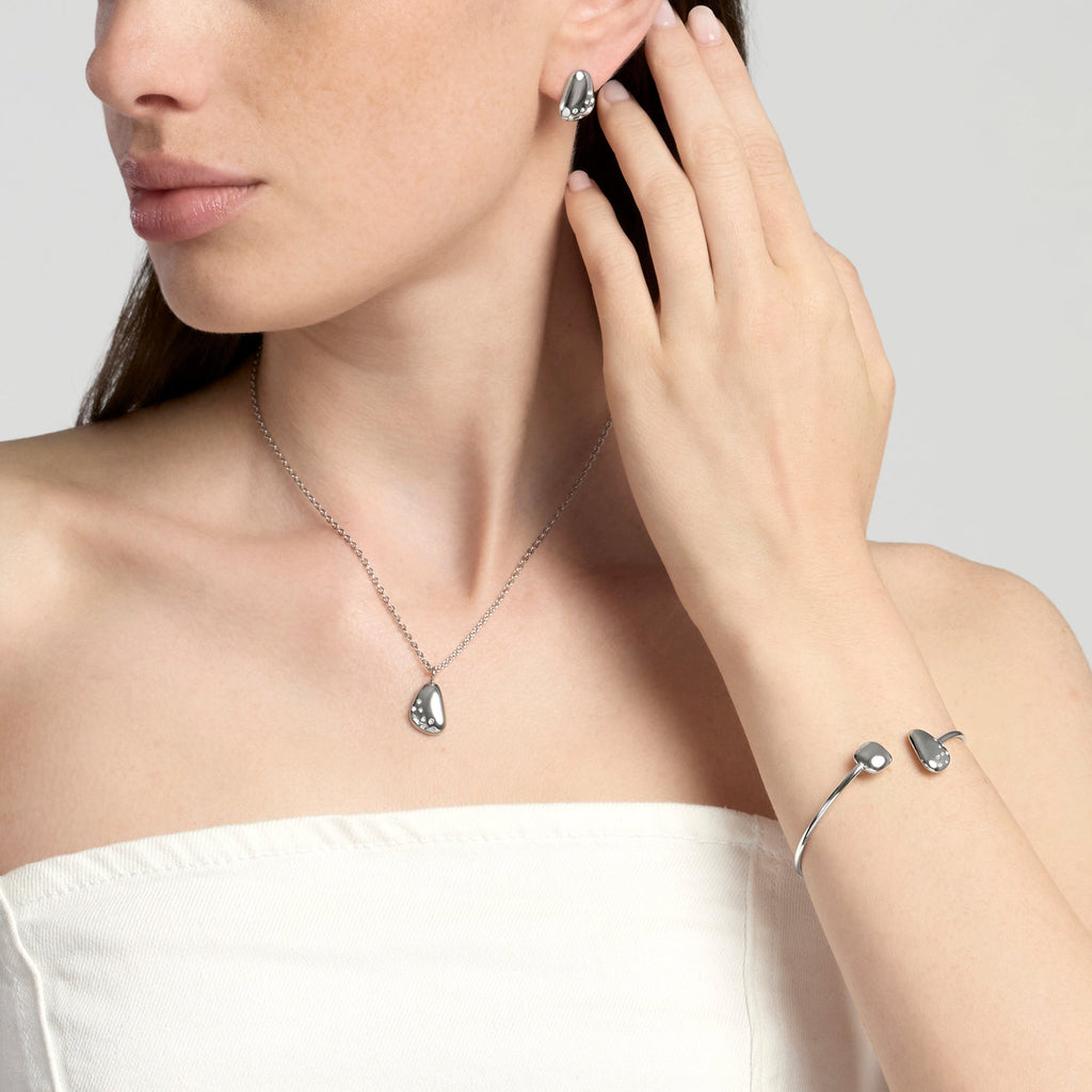 Orecchini Kidult Style Acciaio a Lobo Forma Irregolare con Cristalli - vista 3