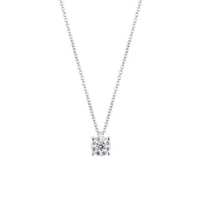 Girocollo Mirco Visconti in oro bianco 18kt con pendente multipietra a quattro griffe, diamanti 0,29 ct
