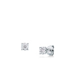 Orecchini multipietra Mirco Visconti in oro bianco 18 kt con diamanti 0,23 ct, visti di fronte e di profilo con perno e farfallina