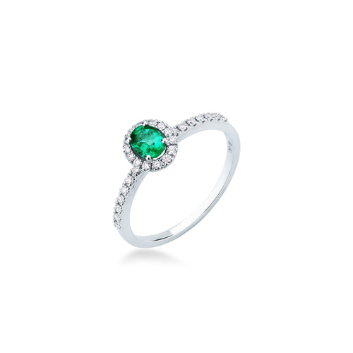 Anello Mirco Visconti Oro Bianco 18kt con Smeraldo e Diamanti