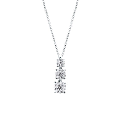 Girocollo trilogy Mirco Visconti in oro bianco 18kt: tre elementi multipietra di misura crescente con diamanti 0,21 ct