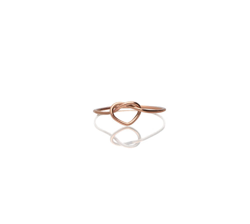 Anello Cupido Rubinia Cuore Annodato Oro Rosa 9kt fronte