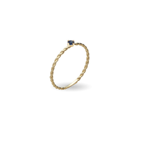 Anello Cupido Rubinia Ritorto Oro Giallo 9kt con Zaffiro fronte