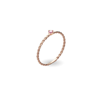 Anello Rubinia Filodamore Cupido Ritorto Oro Rosa 9kt e Zaffiro Rosa